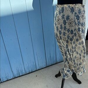 Silk Floral Print Maxi Skirt